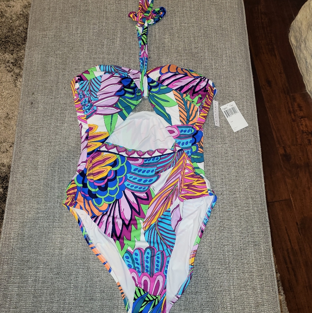 Trina Turk Paradise Plume Bandeau Size 12 Womans
